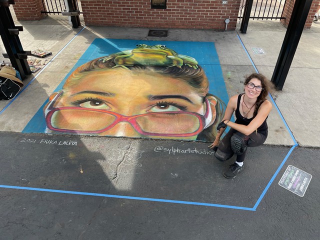Artist Erika Lalita at the 2021 Perry Chalk Art Festival