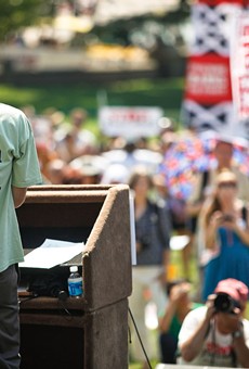 A protestor from the 2012 anti-fracking rally in Washington, D.C.