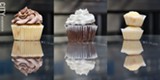 PHOTO BY MARK CHAMBERLIN - A vanilla cupcake with chocolate frosting (left), vegan chocolate cupcake with white frosting (middle), and mini vanilla cupcakes (right) from Get Caked in Village Gate.