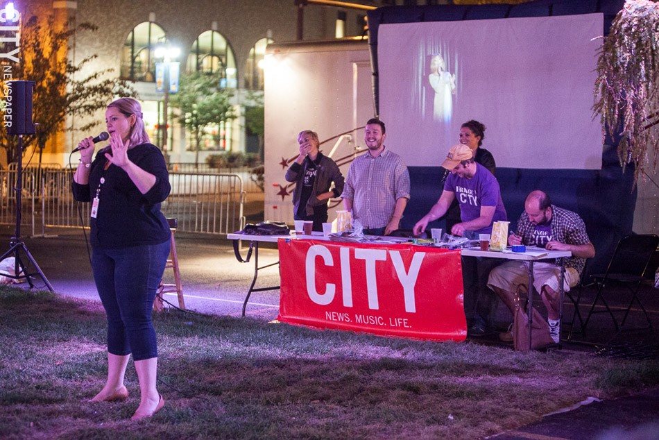 Anna Hall (left) hosted TriviaCITY, an arts and cultural quiz, produced by CITY Newspaper. - PHOTO BY JOHN SCHLIA
