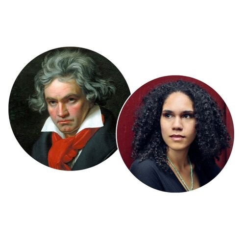 Pictured are the two composers featured on the performance: Ludwig van Beethoven (left) & Jessie Montgomery (right)