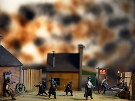 "Gunfight at the O.K. Corral" is one of many images in "History: Photographs by David Levinthal," currently on view at George Eastman House. - PHOTO PROVIDED