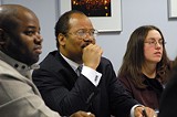 PHOTO BY CLARKE CONDE - Incoming School Board member Van White, center: graduation's not enough.