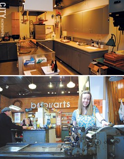 Interested in the arts? Rochester has a wealth of arts education opportunities, from historic photo processing classes at the George Eastman House (labs, top) to the book-arts studio at the Genesee Center for the Arts (bottom). - FILE PHOTOS