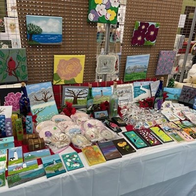 One of the display tables at the Irondequoit Art Club Holiday Sale