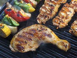 Jerk chicken and grilled vegetables. - FILE PHOTO