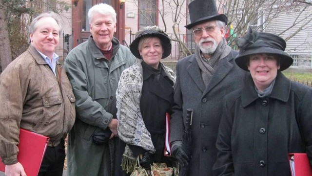 Late Corn Hill historian Jim DeVinney (second from left) with several of the tour's cast members.