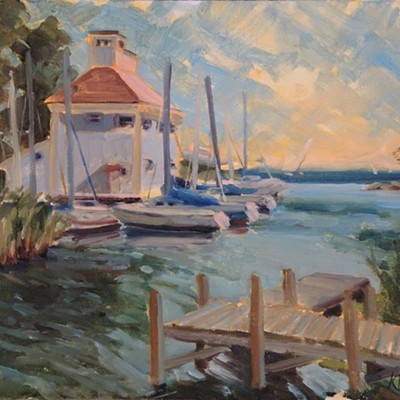 “Brockport Yacht Club”, oil painting by Kathleen Bolin