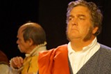 PHOTO COURTESY ROCHESTER COMMUNITY PLAYERS - Roger Gans (background) and Bill Alden in "Julius Caesar," now on stage at MuCCC.