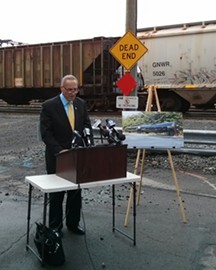 Senator Chuck Schumer wants railroad and oil companies to stop using a tanker car model that has a poor safety record. - PHOTO BY JEREMY MOULE