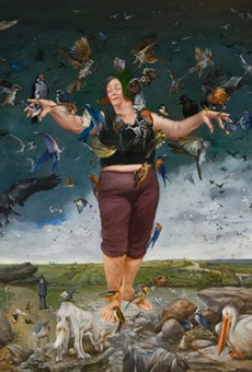 “The Flying Lesson,” by Joy Adams, is part of “Mad Sally with Things on Strings,” currently on view at Axom Gallery.