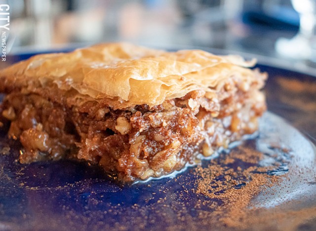 Cap the meal with a sticky, rich piece of baklava. - PHOTO BY JACOB WALSH