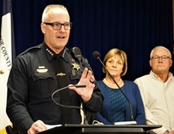 Monroe County Sheriff Todd Baxter discusses opioid overdose data for 2019 during a March 5, 2020, news conference. - PHOTO BY GINO FANELLI