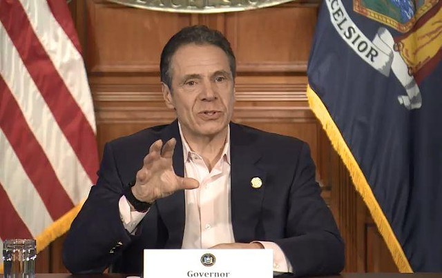 Governor Andrew Cuomo at his daily news briefing on Sunday, April 12. - COURTESY OFFICE OF GOVERNOR ANDREW CUOMO