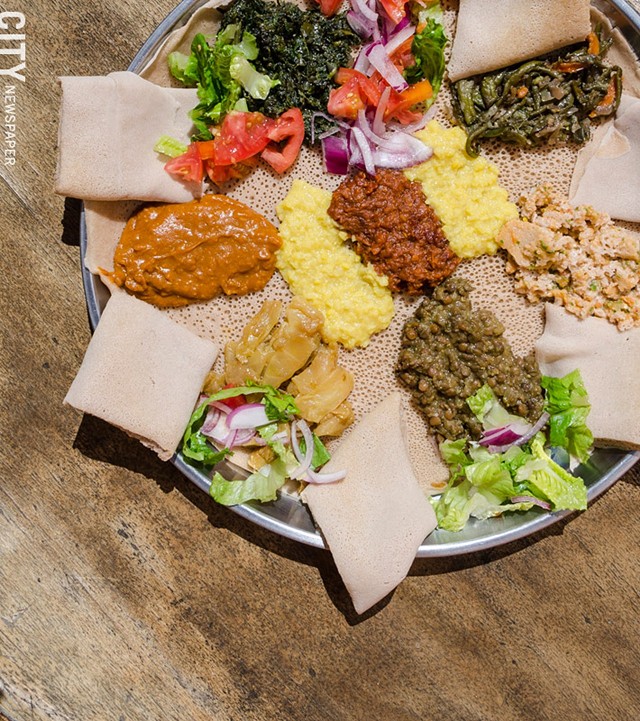 A vegetarian combination platter from Zemeta Ethiopian Restaurant. - FILE PHOTO