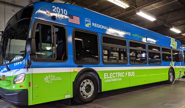 One of Regional Transit Systems's new electric buses. - PHOTO BY JEREMY MOULE