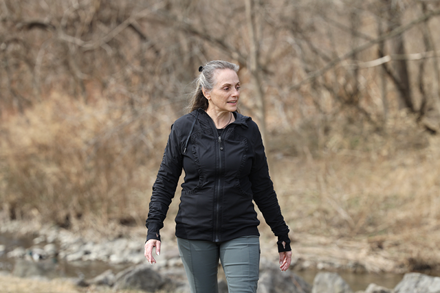 Kathie Gansemer uses breathing exercises to incorporate mindfulness into her nature walks. - PHOTO BY MAX SCHULTE