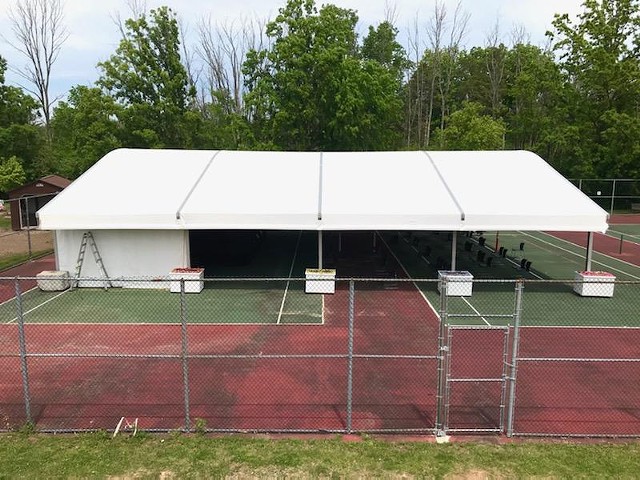 The outdoor Dawn Lipson Canalside Stage at the JCC of Greater Rochester spans two tennis courts and will host a 2021 summer arts series. - PHOTO BY DAVID ANDREATTA