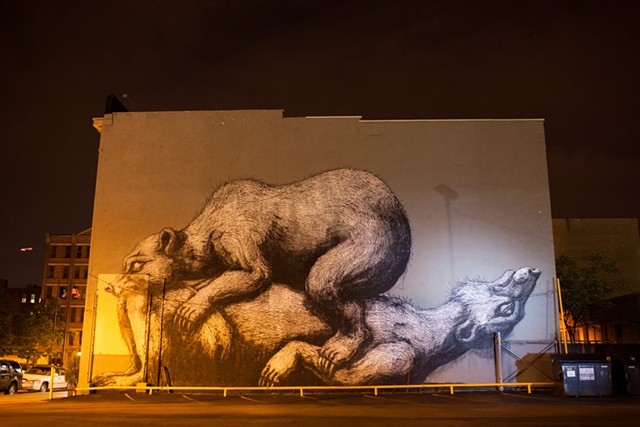 Belgian artist ROA painted a much-maligned mural, "Sleeping bears," on St. Paul Street in 2021. The mural was vandalized in July 2021. - PHOTO COURTESY OF WALL\THERAPY