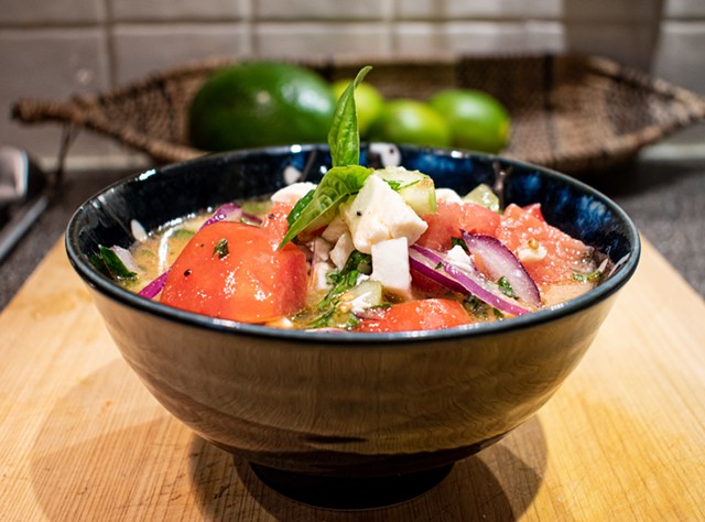 Tomato, cucumber, and basil 'salad.' - PHOTO BY JACOB WALSH