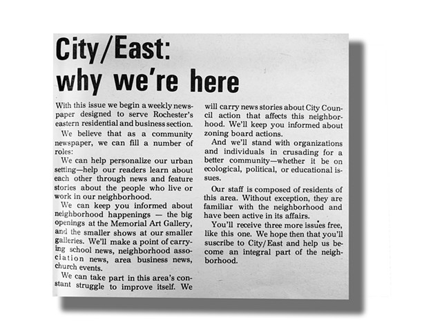 This editorial ran in the first edition of what was then CITY/East on Oct. 5, 1971, explaining the mission of the newspaper. - FILE PHOTO