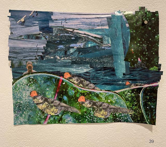 "Baby Alligators," a collage by Erica Bryant, is based on a dream in which the artist was the spiritual leader of alligators with human baby heads. - PHOTO BY REBECCA RAFFERTY