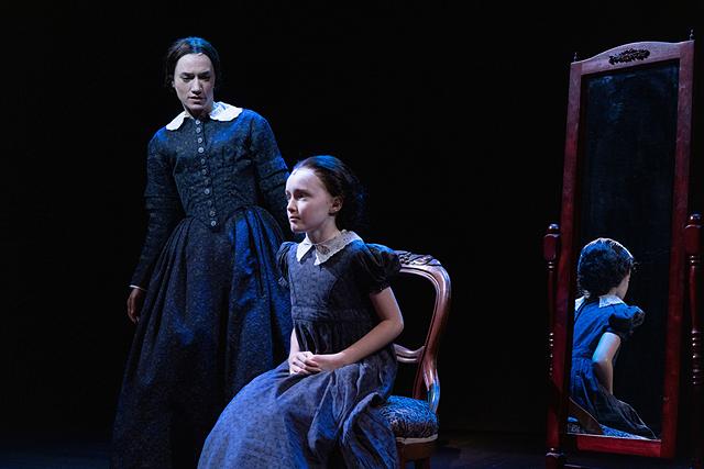 Helen Sadler as Jane Eyre and Ella Stone as Young Jane. - PHOTO BY RON HEERKENS JR.