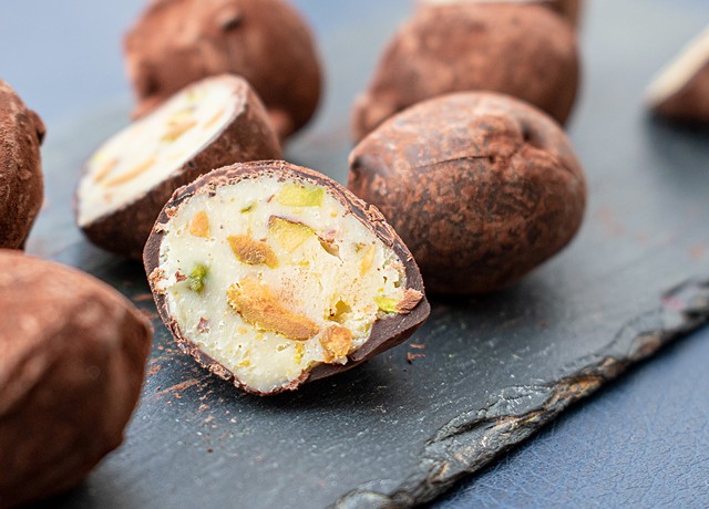 Pistachio truffles from Hedonist Chocolates in the South Wedge. - PHOTO BY JACOB WALSH
