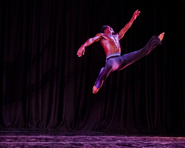 A dancer with Garth Fagan Dance during a 2018 performance which included "In Memoriam" and excerpts from "The North Star." - PHOTO BY JOSH SAUNDERS