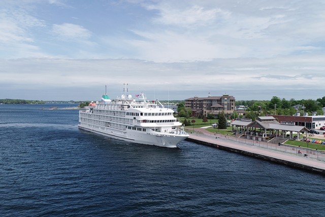A Pearl Seas Cruises ship docks in Clayton, N.Y., in Jefferson County. The port is the only one in New York where the company stops. - PHOTO PROVIDED