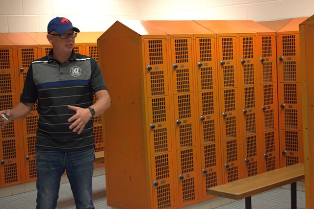 Brad Kennedy stands in the locker rooms of Freewill Elementary. - PHOTO BY GINO FANELLI