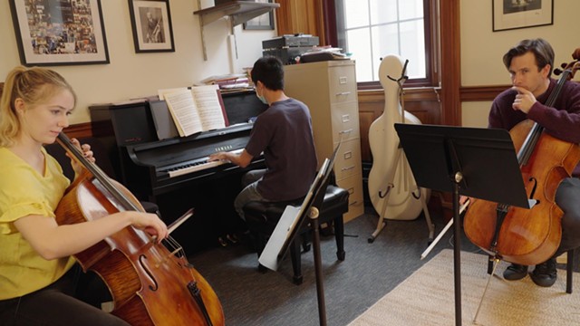 Cellist Anna Groesch in a lesson with professor Guy Johnston during the filming of "Eastman at 100: A Centennial Celebration." - PHOTO COURTESY OF WXXI