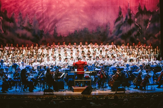 The Rochester Philharmonic Orchestra and Principal Pops Conductor Jeff Tyzik performs with the Festival High School Chorale. - PHOTO BY ERICH CAMPING