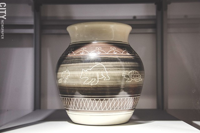 An example of contemporary Seneca pottery found in the SACC gift shop. - PHOTO BY MARK CHAMBERLIN