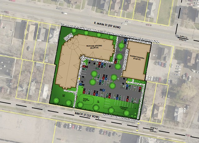 A site rendering of the proposed Community on East Main Street. - PROVIDED BY HOME LEASING