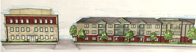 The Community on East Main would have 76 units. This is a rendering of the proposed building. - PROVIDED BY HOME LEASING