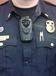 A body camera on a Rochester police officer - PHOTO BY CHRISTINE CARRIE FIEN