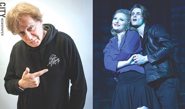 Left: Veteran rocker Eddie Money created the Broadway-style musical "Two Tickets to Paradise," based on his life. Right: Alec Nevin portrays Money and Morgan Troia plays Money's wife, Laurie, in the show. - LEFT PHOTO BY RYAN WILLIAMSON; RIGHT PHOTO PROVIDED