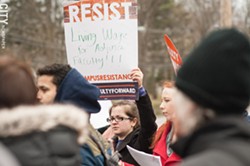 Nazareth adjuncts held a rally earlier this year in favor of  joining a union. - FILE PHOTO
