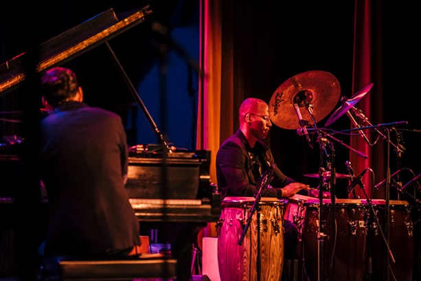 Alfredo Rodriguez and Pedrito Martinez at Xerox Auditorium during the first night of the 2018 Xerox Rochester International Jazz Festival. - PHOTO BY JOSH SAUNDERS