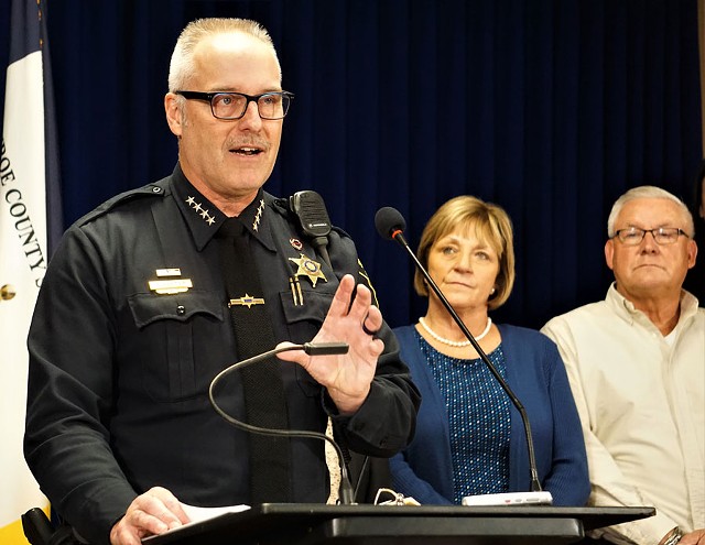 Monroe County Sheriff Todd Baxter discusses opioid overdose data for 2019 during a March 5, 2020, news conference.