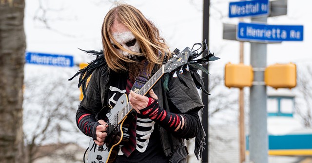 Meet Dan Sprague, the enigmatic metal street performer who has become an easily spotted, and painted, face in the Rochester region.
