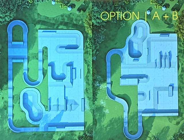 The two designs being floated for the Perinton Skatepark.