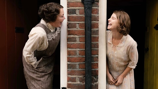 Olivia Colman, left, with Jessie Buckley in “Wicked Little Letters.”