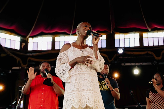 A scene from Gospel Sunday in the Spiegeltent on Sept. 15.