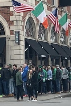 The line at an East End bar on March 14, 2020, after Monroe County had declared a state of emergency over the coronavirus and federal and state officials urged people to practice social distancing.