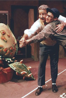 Herb Katz (left), JCC CenterStage founding artistic director, and Ralph Meranto, current JCC CenterStage artistic director, as Mushnik and son in "Little Shop of Horrors" in 1987.