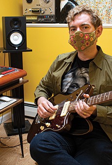 Ben Morey in his studio at The Submarine School of Music in Brighton.