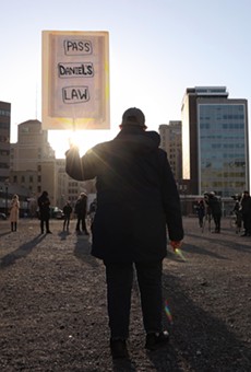 Black Lives Matter activists gathered at Parcel 5 and them marched through the streets of Rochester Tuesday, March 23, as they marked the one-year anniversary of Daniel Prude's fatal encounter with city police.