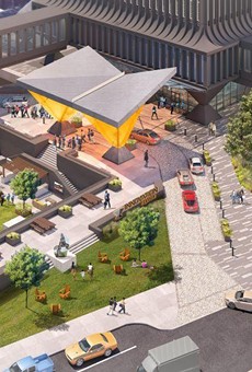 Rendering of Innovation Square, bird's eye view in downtown Rochester.